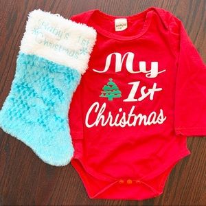 Baby’s First Christmas Onesie and Stocking
